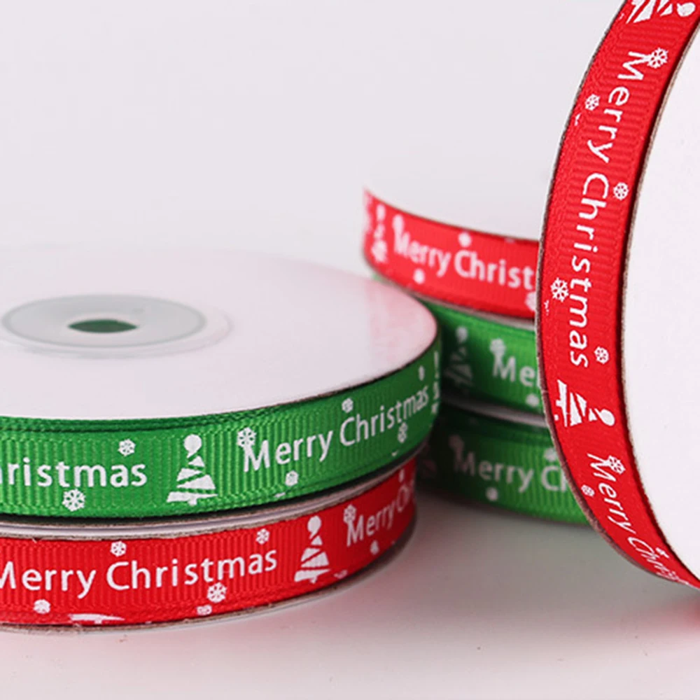 25 ярдов/партия 10 мм полиэфирная печать рождественские корсажные ленты DIY рождественские вечерние упаковочные материалы