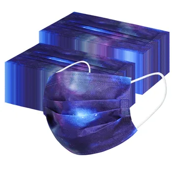 

100PC Adult Tie-dye Disposable Mask Masque Gradient Print Mask Three-Layer Protective Masque Dust-Proof маска защита от вируса