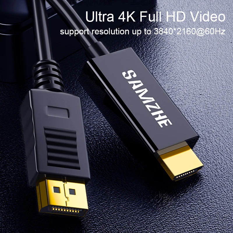 SAMZHE Displayport to HDMI конвертер кабель 1080P HD DP Male Кабель адаптер 1 8/3 м для ПК ноутбука