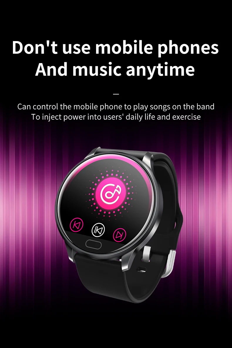 Longet C198, Мужской умный браслет, 1,22 экран, водонепроницаемый, музыка, пульсометр, спящий, спортивный, фитнес-трекер для Android iOS