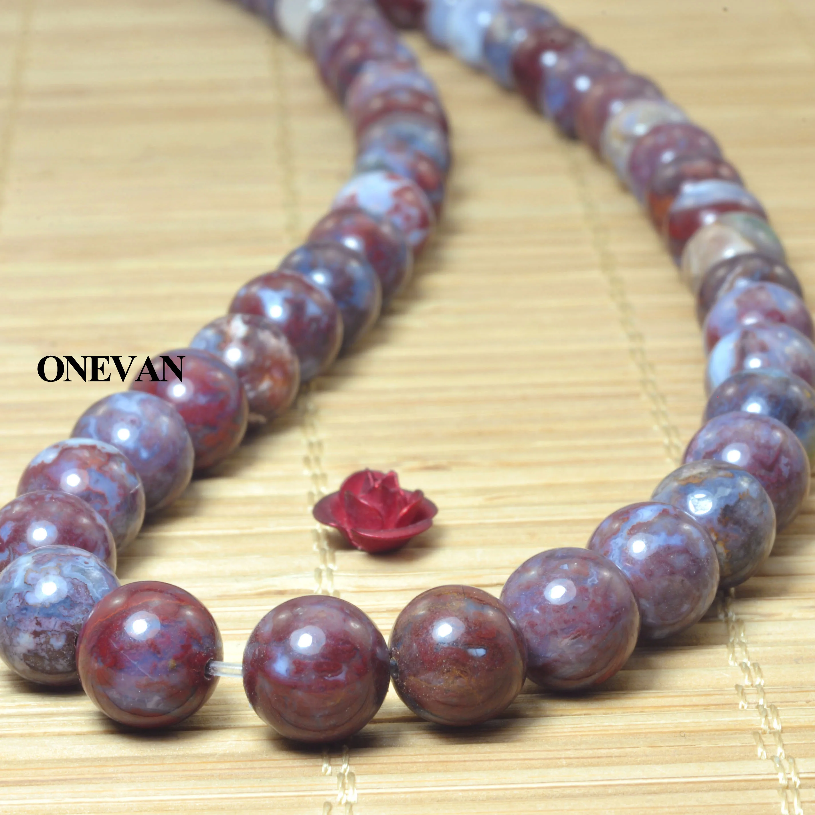 ONEVAN Natural Red Heliotrope Bloodstone Round 6mm 8mm Smooth Bracelet Necklace Jewelry Making Diy Accessories Gift Design