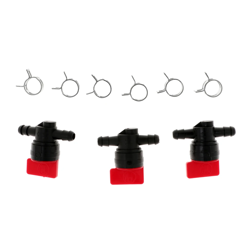 3pcs Fuel Gas Hose Inline straight Cut Shut On Off Valve for Riding Mower