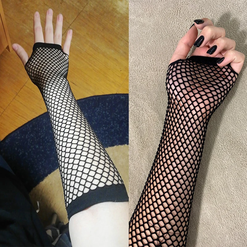 цена Women Fashion Neon Fishnet Fingerless Long Gloves Leg Arm Cuff Party Wear Fancy Dress for Womens Sexy Beautiful Arm Warmer