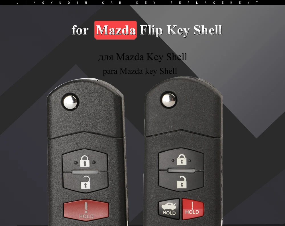 Jingyuqin 3/4 Кнопка Filp ключ чехол складной Fob корпус автомобильного ключа дистанционного управления для MAZDA 3, 5, 6, RX-8 MX-5 Miata CX-5 CX-7 CX-9 RX-8 CX-9