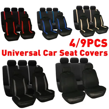 

4PCS/9PCS Universal Car Seat Covers Car Polyester tFull Car Seat Cover Car Cushion Case Cover Vehicle Seat Protector Car Styling