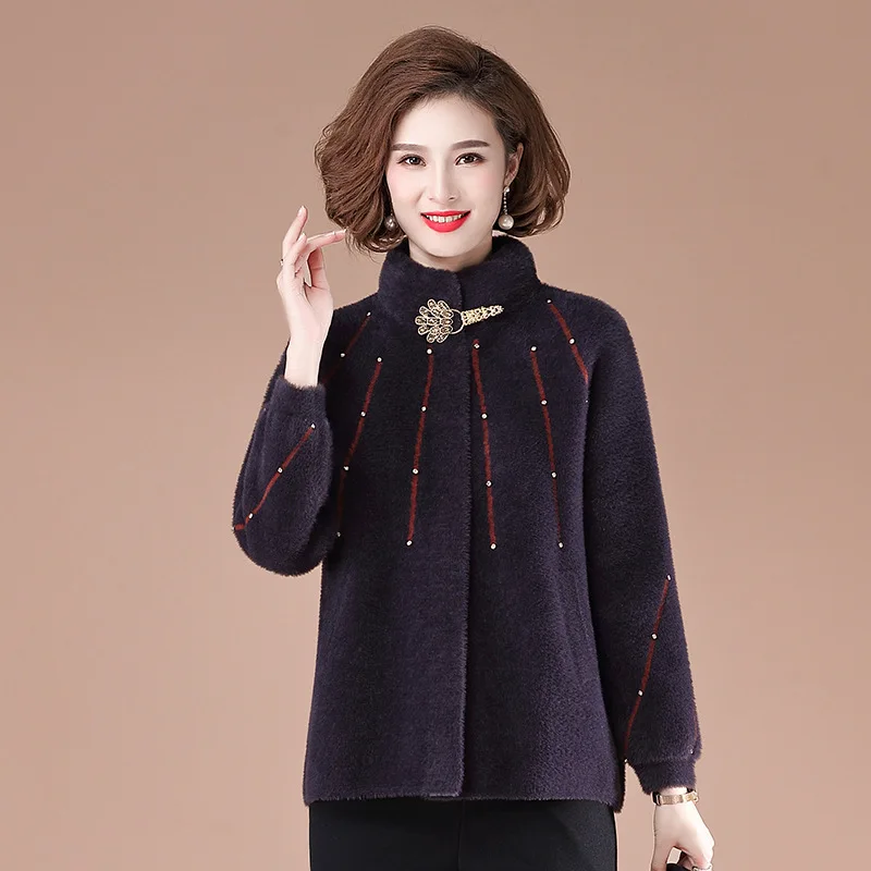 Autumn Winter Middle-aged Women Cashmere Sweater