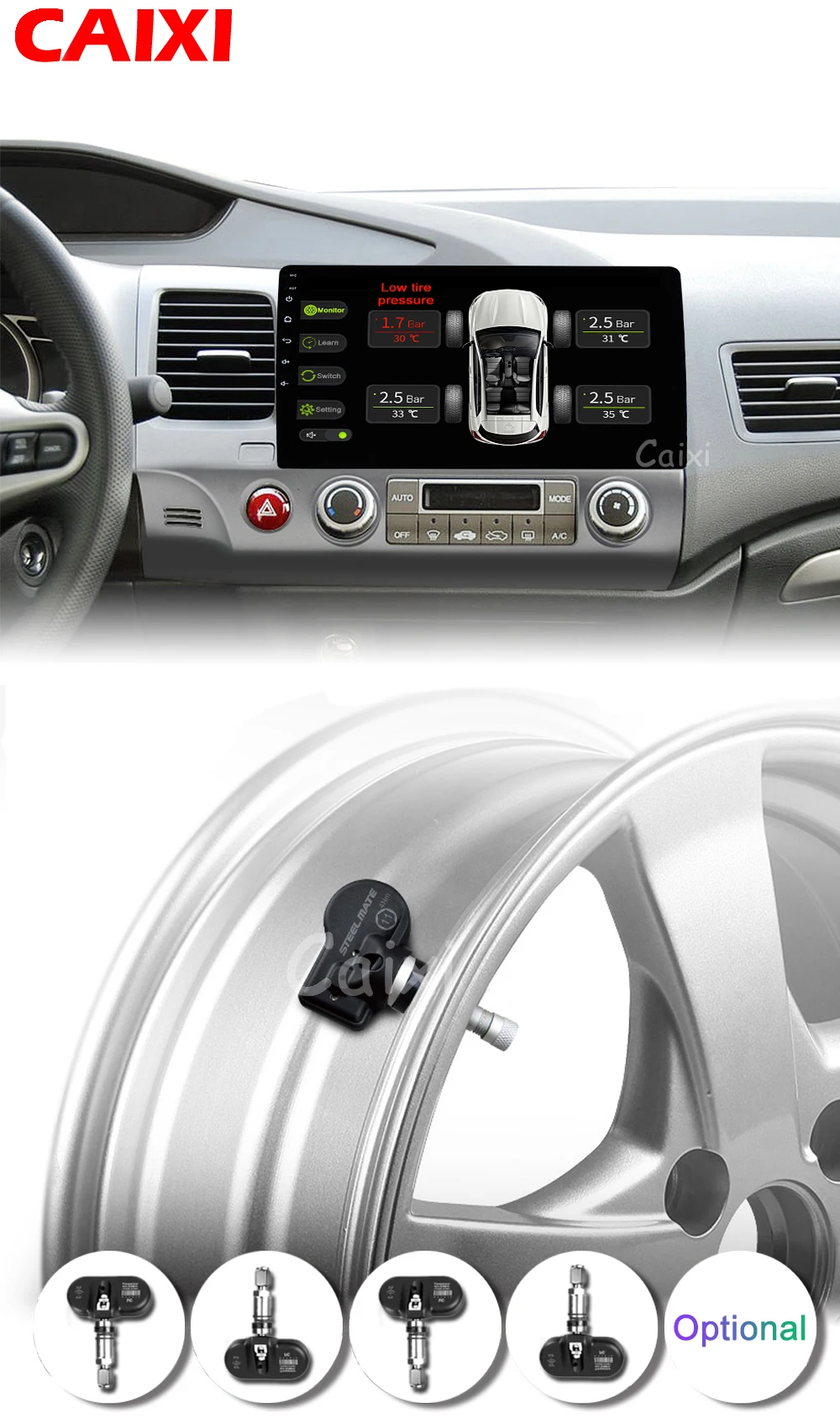 Caixi 10,1 дюймов 2Din Android 9,0 автомобильный Радио мультимедийный плеер для Honda Civic 2006-2011 Навигация gps dvd-плеер