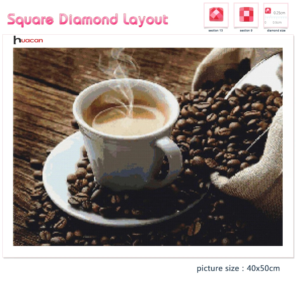 Huacan DIY Diamond Painting Coffee Embroidery Sale 5d Mosaic Full Square Rhinestone Picture DropShip|Алмазная мозаика| |