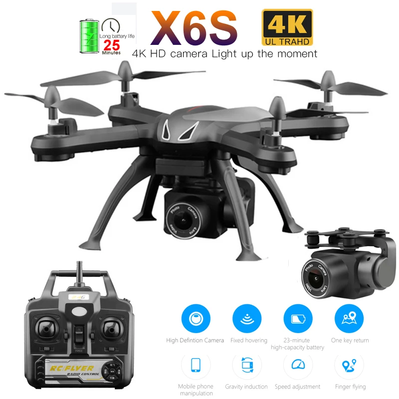 

X6S Drone with Camera 720P 1080P 4K HD WiFi FPV Real Time Aerial Video Altitude Hold RC Quadcopter Helicopter Toys VS SG106 E58