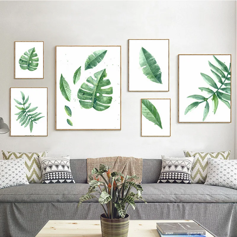 Watercolor Leaves Wall Art Canvas Painting Green Style Plant Nordic Posters and Prints Decorative Picture Modern Home Decoration