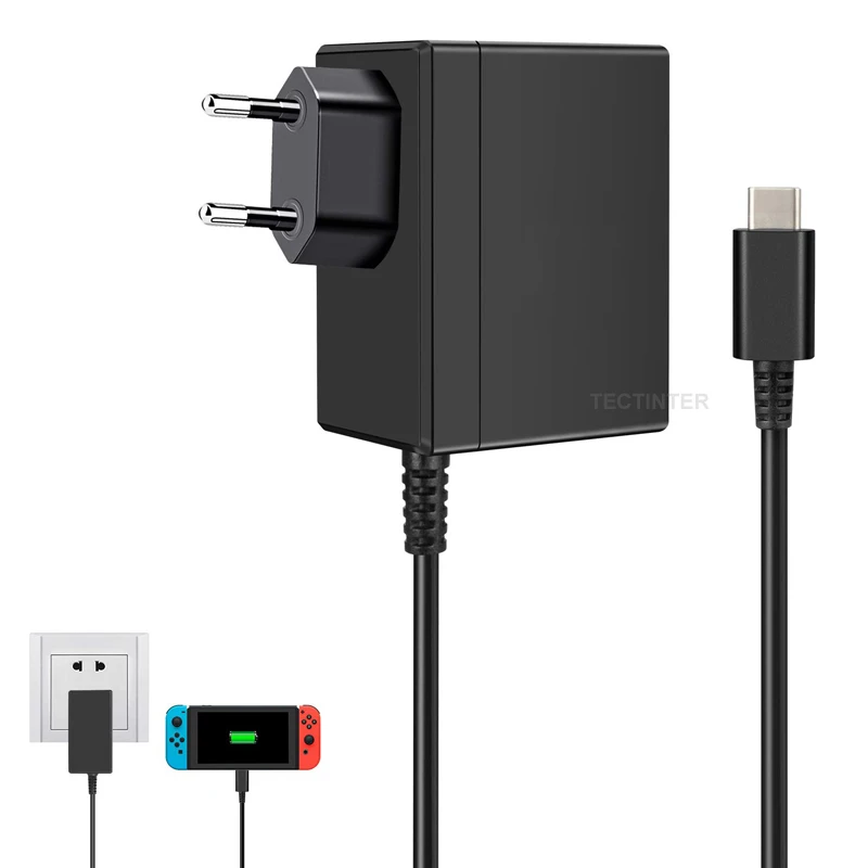 Kintamosios srovės adapterio įkroviklio priedas, skirtas „Nintend Switch NS“ žaidimų konsolei, ES kištuko sieninis įkrovimas, USB C tipo maitinimas_voghion.com