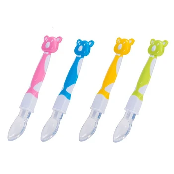 

Baby Safety Spoon Silicone Safety Feeding Tableware Weaning Food Newborn Infants Baby Feed Spoon w
