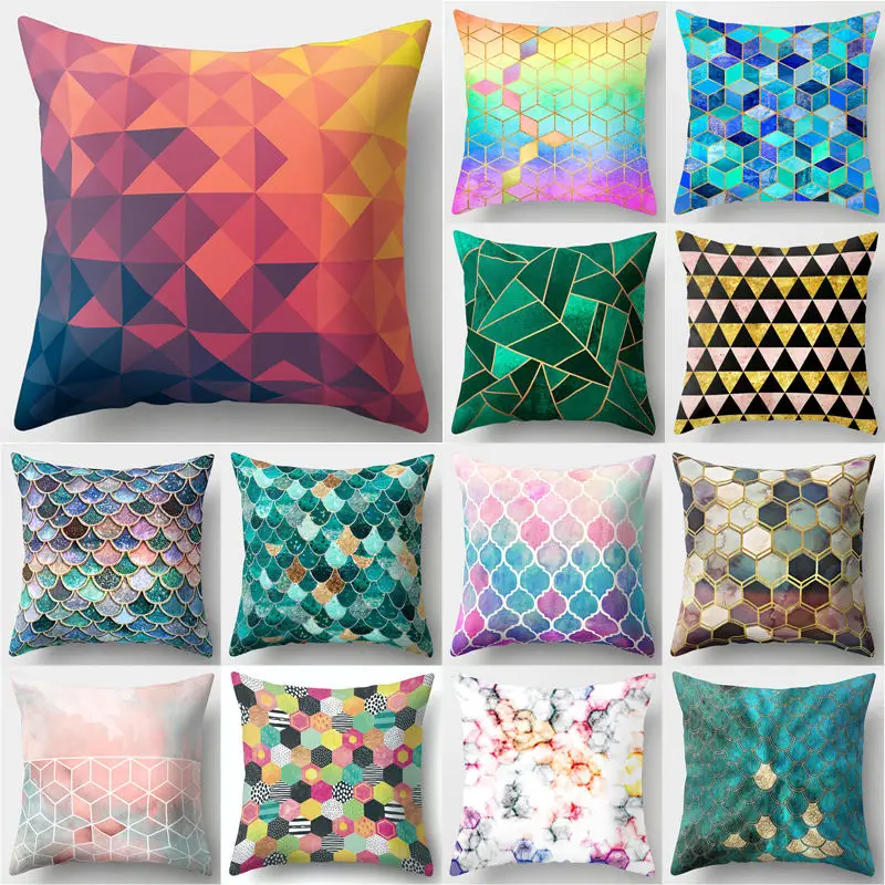 

Colorful Geometric Sofa Decorative Cushion Cover Pillow Pillowcase Polyester 45*45 Throw Pillow Home Decor Pillowcover 40507