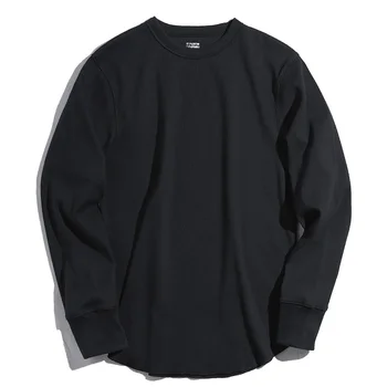 

2020 New men's vintage knit ribbed bottoming shirt solid color round neck pullover hoodies men