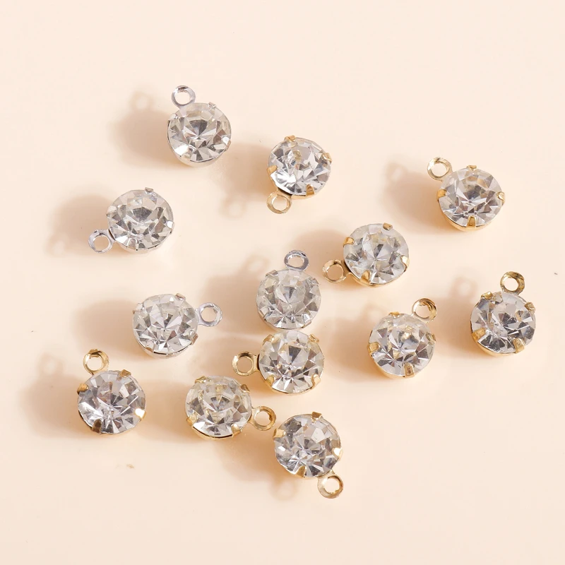 60pcs 6*9mm Crystal Glass Claw Charms Pendants for Bracelets Necklaces DIY Handmade Making Birthstones Charms Jewelry Findings