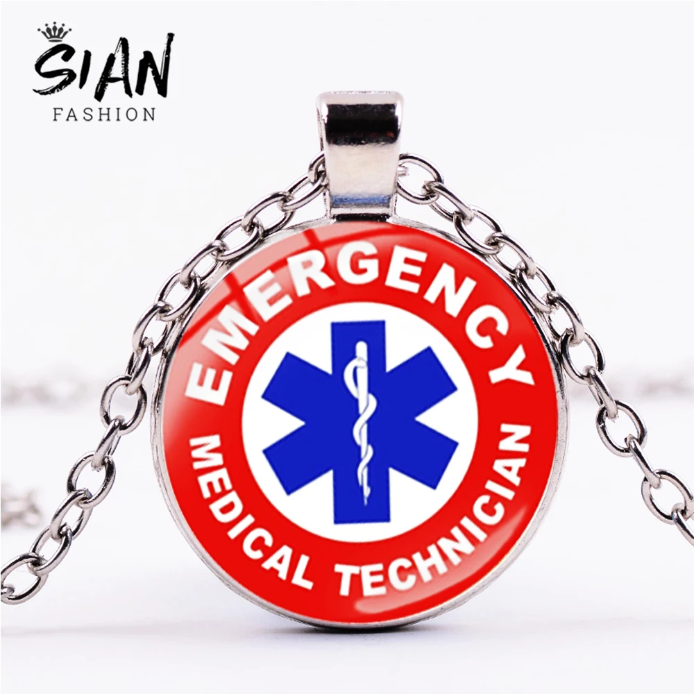 Азиатских медицинская сигнализация красные синие логотип Цепочки и ожерелья для