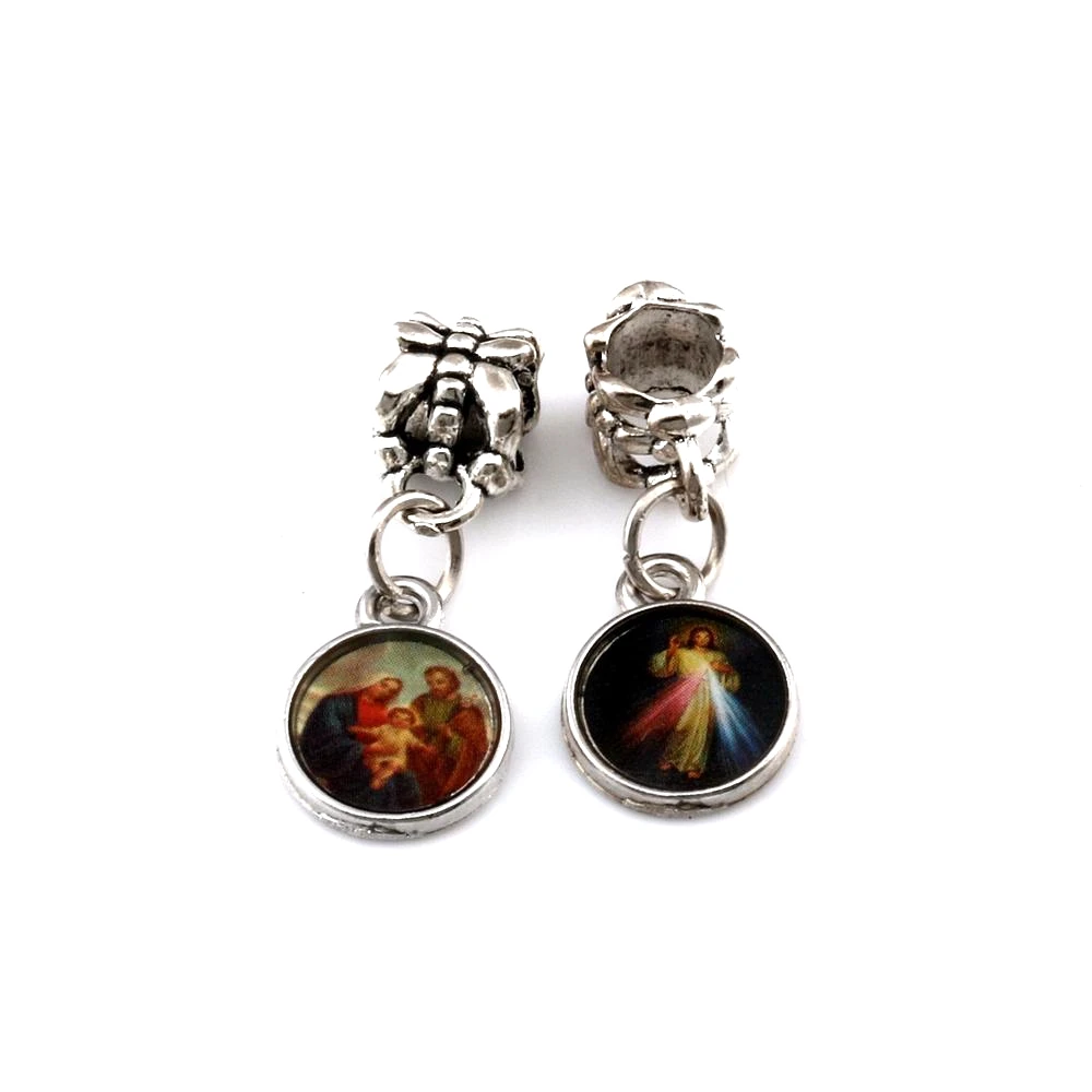 100Pcs Mixed Catholic Church Medals Saints Cross Charm Pendants For Jewelry Making Bracelet Necklace DIY Findings 10x25mm A-373a