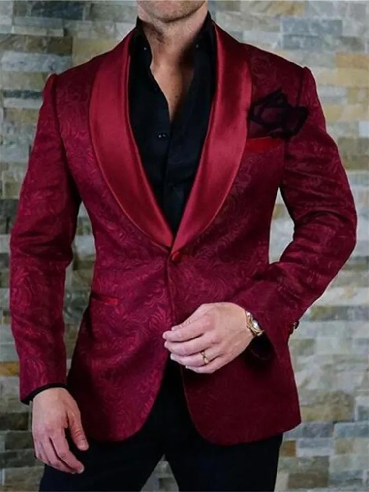 Мужской костюм смокинг Noivo Terno Slim Fit Easculino вечерние костюмы для мужчин Красный смокинг жениха костюм жениха платье выпускного вечера(ja