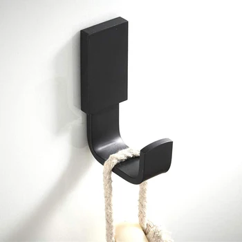 

Coat Hook Brass Robe Towel Hooks Contemporary Style Matte Black Finish Wall Mounted - 1 Pack