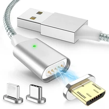 5А магнитное зарядное устройство USB кабель для зарядки данных для IPhone Micro usb type C мобильный телефон Быстрая зарядка магнит Зарядное устройство USB кабель 3 штекера