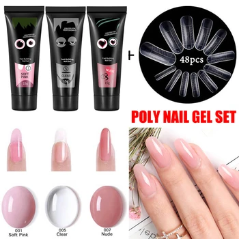 

Poly Gel Nail Mold Set Quick Dry UV Crystal Nail Gel Extension Kit for Nail Salon Home EY669