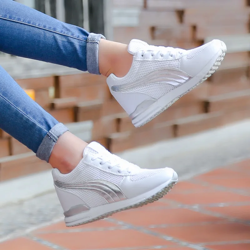 

New Style Spring And Autumn Korean-style Breathable Hidden Elevator Athletic Shoes WOMEN'S Shoes Casual Mesh Shoes
