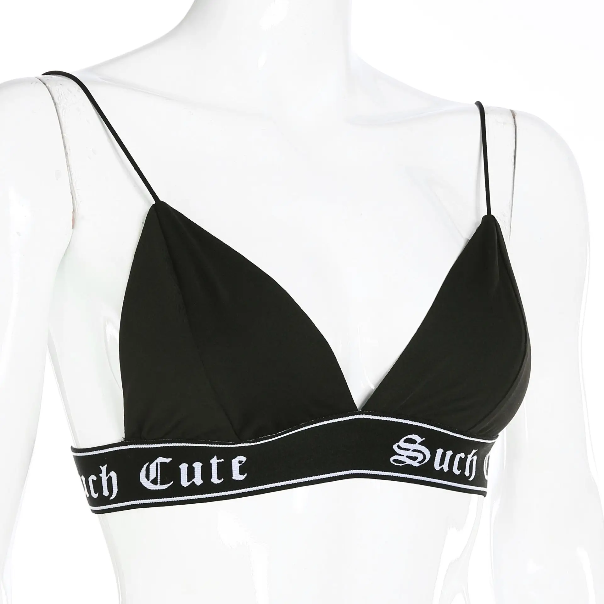 ArtSu Black Tank Tops Sexy Women Letter Printed Backless Bralette Crop Top Fitness Thin Underwear Cami Top Summer ASVE20840