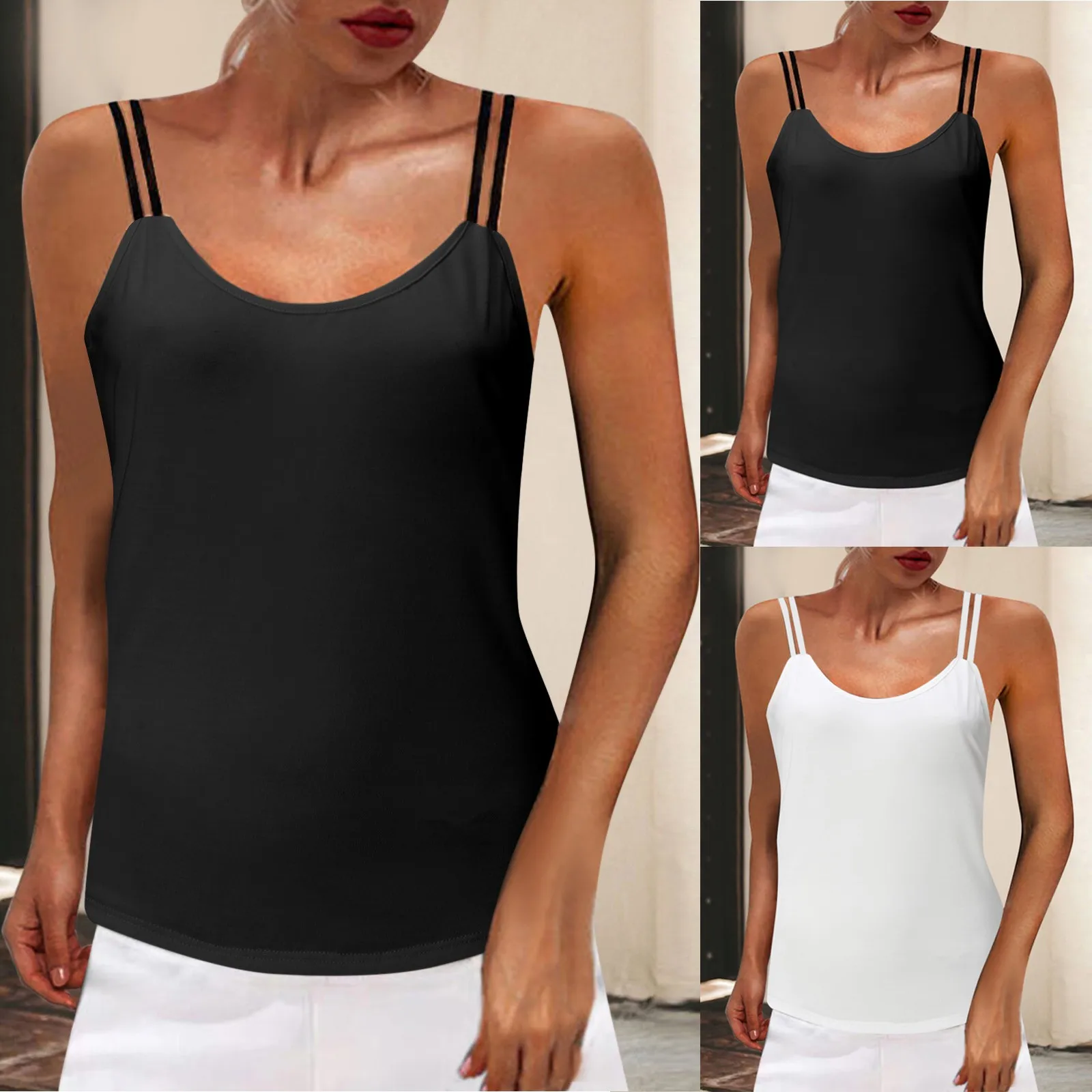 Canotta Donna Sexy Senza Maniche - Poliestere Elastico, Stile Y2K, Perfect Per Estate - Foto 8