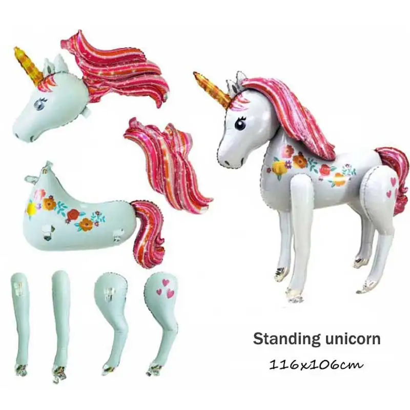 Большой 3d Unicornio прогулки животных фольги Воздушные шары Единорог принадлежности для вечеринки воздушный шар девочек Дети Декор День Рождения украшения подарки