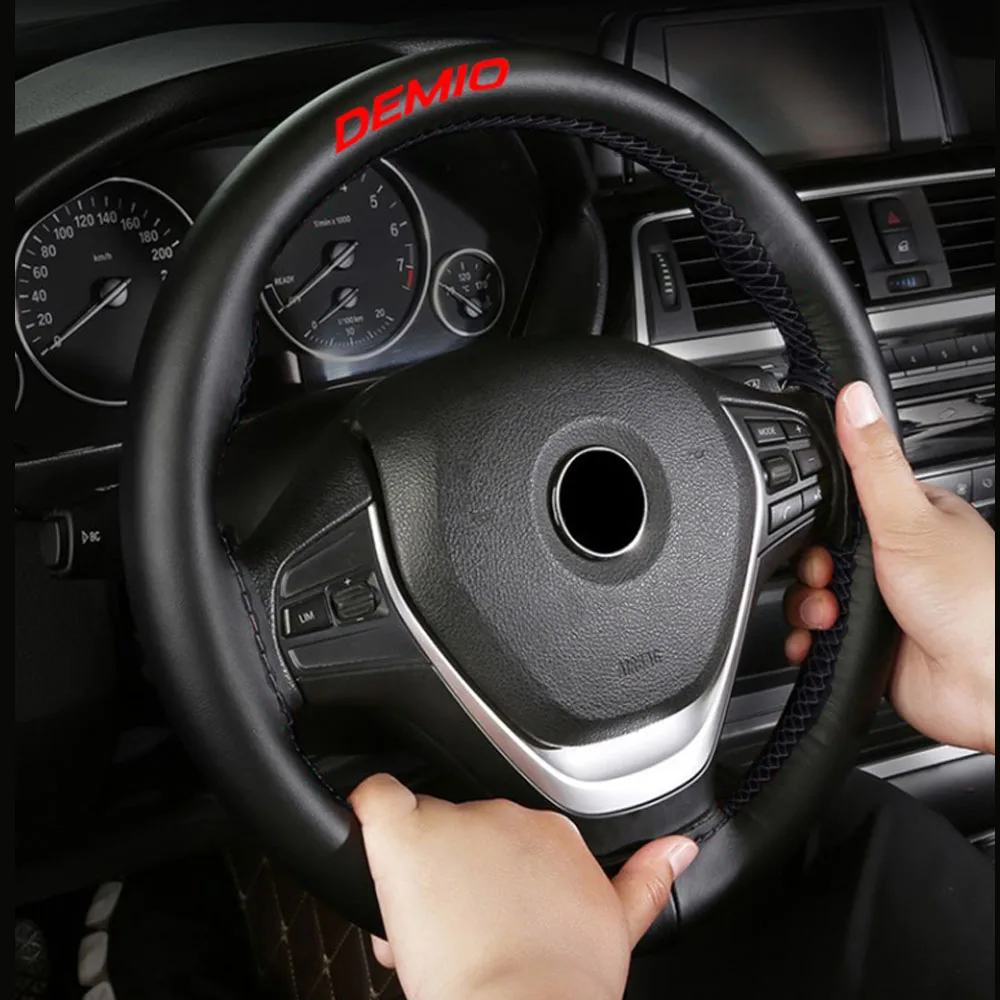 

38CM Stylish And Soft Leather Braid With Needle And Thread Car Steering Wheel Covers For Mazda Demio