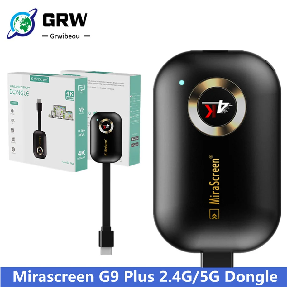 Tanio Mirascreen G9 Plus 2.4G/5G 4K Miracast Wifi dla DLNA