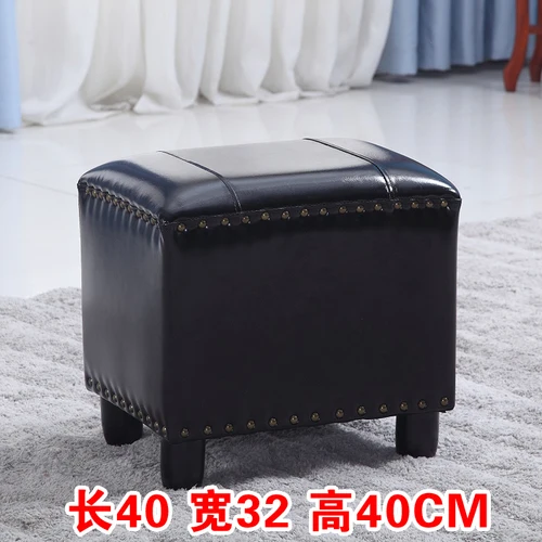 C 40CM Кожаный античный стул, деревянная гостиная, домашний журнальный столик, диван-фитинг, квадратная скамейка, домашний декор, туалетный стул, мебель - Цвет: C 40CM
