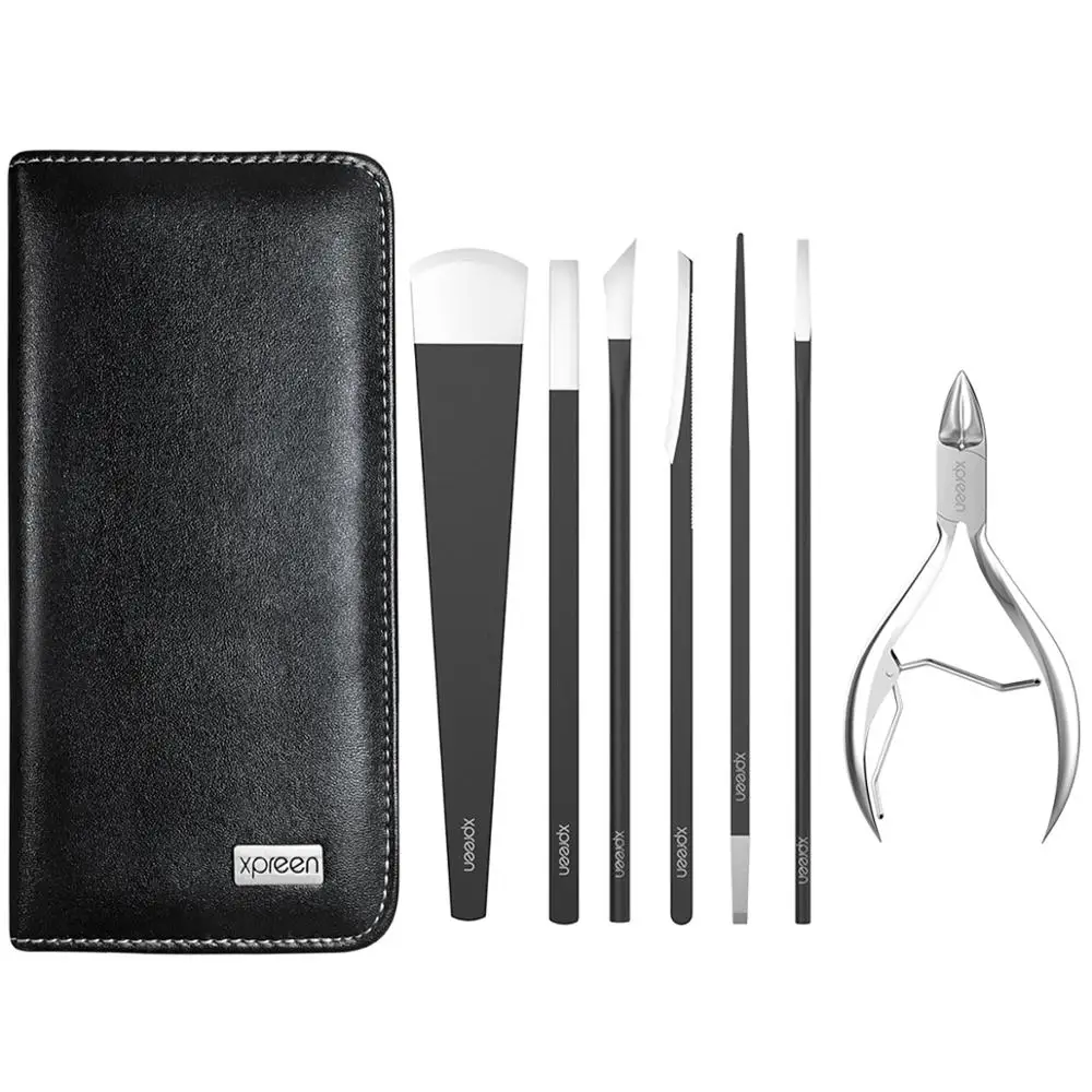 Педикюрный набор инструментов, XPREEN 7-в-1 Нержавеющая сталь высококачественные кусачки для ногтей комплект носок комплект ножниц для маникюра и педикюра, набор
