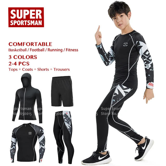 US $17.98 Children Fitness Tights Gym Clothing Kids Leggings Running Tracksuit Men Training Jogging Suits Spo
