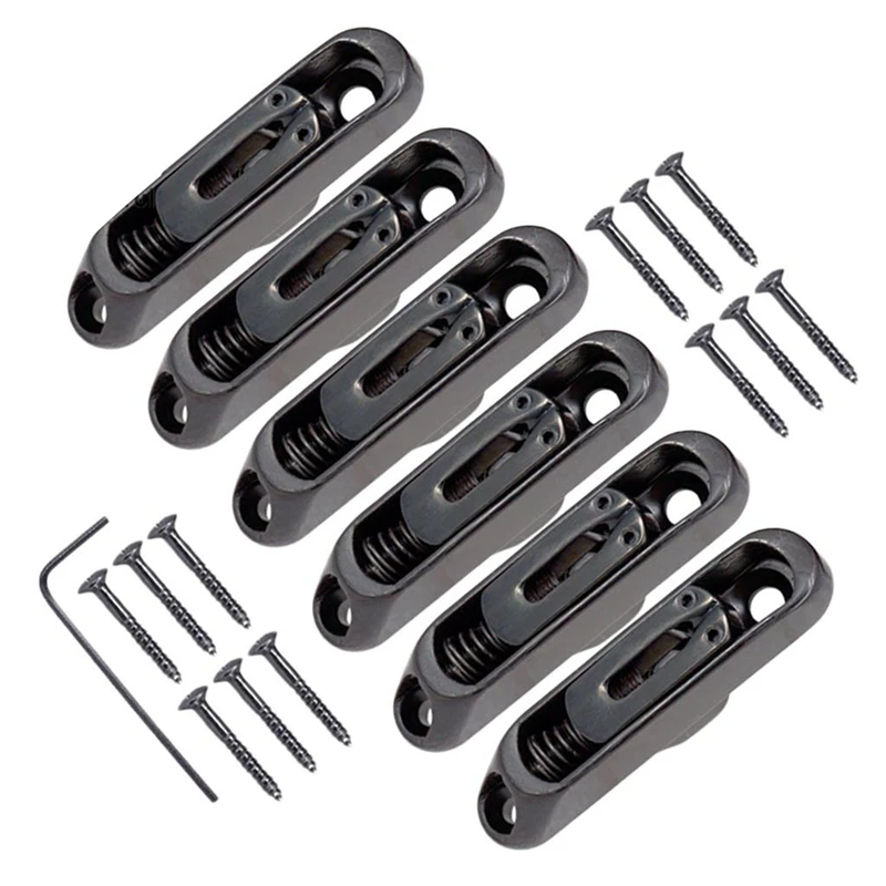 6 Pcs Single Individual Bridge Saddles Tailpiece with Screws Wrench Set for 6 String Electric Guitar Bass Parts