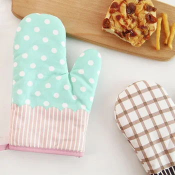 

New Rustic Style Oven Mitt High Temperature Resistance Cotton Thicken Microwave Oven Insulated Gloves. A01