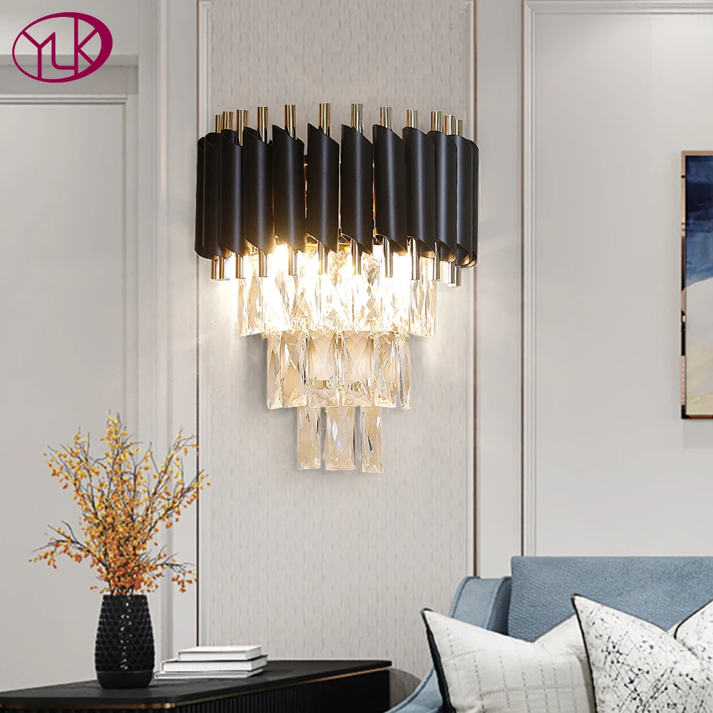 - Youlaike LED Wall Sconces Lighting Bedroom Living Room Crystal Wall Lamp AC90260V Bedside Decor Wall Light Fixture