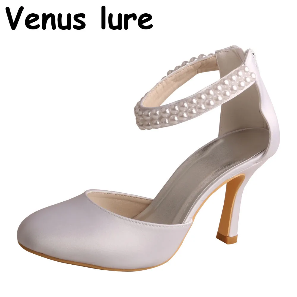 ivory satin wedding heels