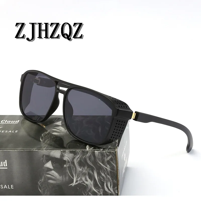 

New Retro Steampunk Sunglasses Women Brand Designer Side Mesh Round Punk Sunglasses Men Red Grey Clear Lens Silver Mirrors UV400