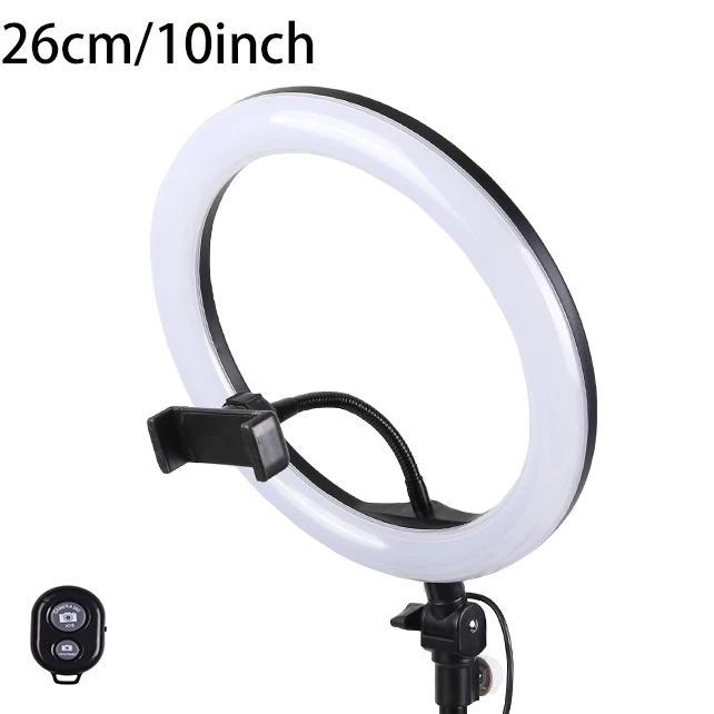 26cm ring light Кольцевой светильник для селфи телефона 16 см, 26 см, 30 см, 45 см, 3 держателя для телефона, светильник для фотосъемки, штатив всех размеров с пультом дистанционного управления для фото и видео - Цвет: 26cm ring light