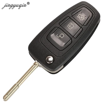 Keyforkess Flip pieghevole chiave a distanza Shell Car Key Cover 3 pulsanti per Ford Focus Mondeo Fiesta 2013 Fob custodia Auto con lama HU101 - Jingyuqin Flip pieghevole chiave a distanza Shell Car Key Cover 3 pulsanti per Ford Focus
