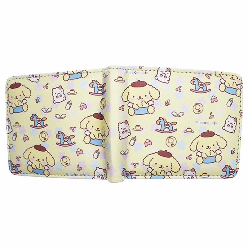 Anime de dibujos animados Pompompurin cartera corto de PU cuero cartera con monedero
