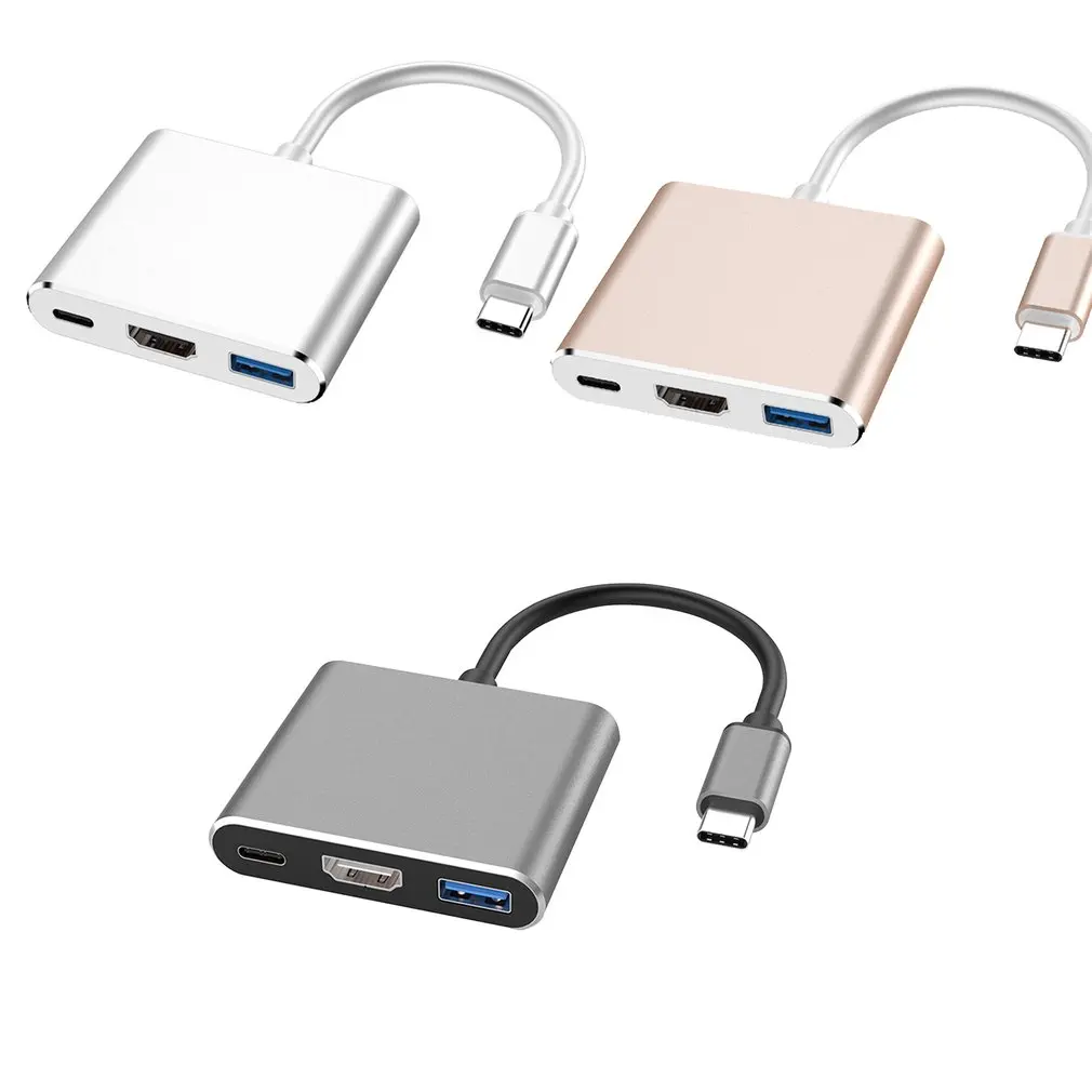 Многоцелевой Мини type-C поворот Hdmi три в одном type-C поворот Usb type-C в Hdmi конвертер USB интерфейс