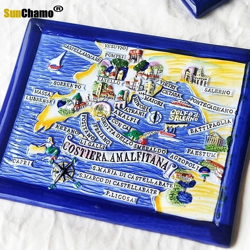 18x14cm Italy Village European Tourist Souvenir Pure Hand-painted Ceramic Crafts Dishes Decorated with Household Decoration Gift 2