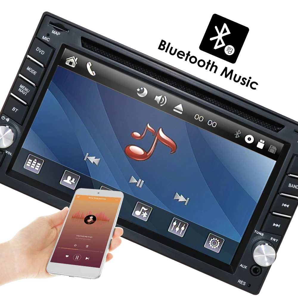 Best New!Double Din 6.2Inch Car DVD Player GPS Universal Stereo Radio  BT USB Mirror link RDS 1080P+Free Map SD card+Free Rear camera 5