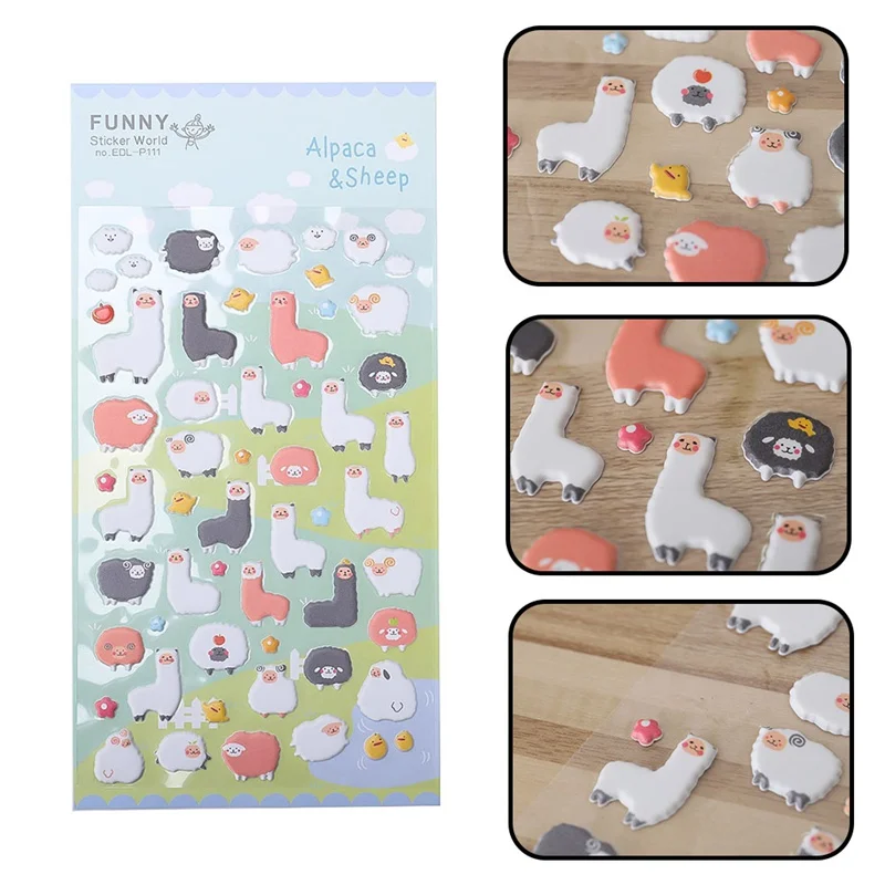 1 шт. корейский стиль Kawaii 3D мультфильм овца Альпака ПВХ дневник объемные наклейки декоративные для тетрадь, альбомы бумага для карт