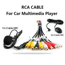Jmcq rádio do carro rca saída cabo de fio com microfone saída de vídeo/entrada áudio subwoofer microfone opcional