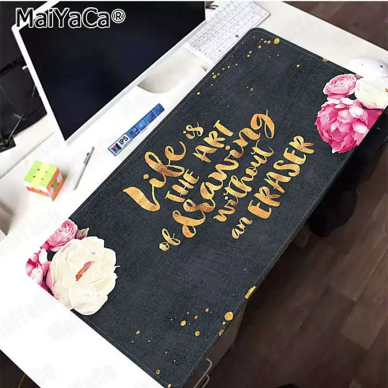 Lock Edge 30x80cm MaiYaCa Печатные роскошные вдохновляющие известные слова узор офисные мыши геймер мягкий коврик для мыши резиновый ПК компьютер игровой коврик для мыши - Цвет: Lock Edge 30x80cm