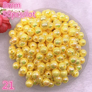 

50pcs/lot 8mm Shiny AB Round Loose Acrylic Spacer Beads Charms DIY Jewelry Makeing Production #21