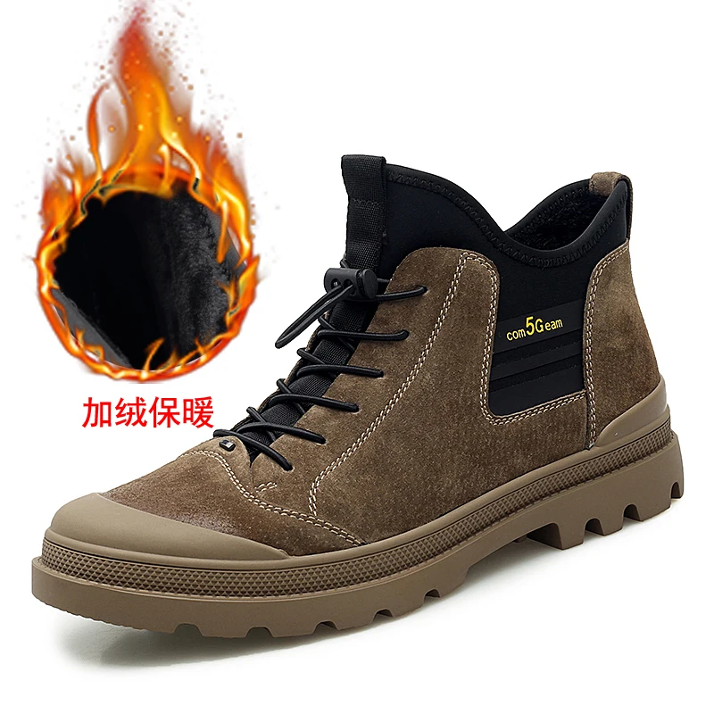 khaki fur Сезон осень-зима; Мужские ботинки в стиле ретро; Ботинки martin; мужская повседневная обувь; Zapatos Erkek Bot; Качественная обувь; кроссовки; Bota Masculina - Цвет: khaki fur
